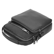 Mens Leather Messenger Bag Casual Crossbody Flight Bag A308 Black-6