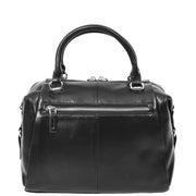 Women Real Leather Handbag Small Casual Outgoing Style Grab Handles A393 Black-2