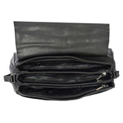 Womens Black Soft Leather Shoulder Cross Body Bag Agnes