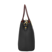 Womens Exquisite Leather Small Tote Smart Casual Fashion Crossbody Bag Allure Black-3