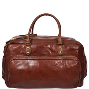 Premium Leather Travel Duffle Veg Tanned Holdall Weekend Casual Stylish Bag Zoom Brown