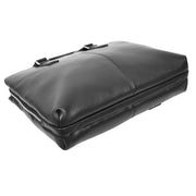 Full Grain Leather Briefcase Slimline Multi Pockets Satchel Organiser Office Bag A981 Black-7