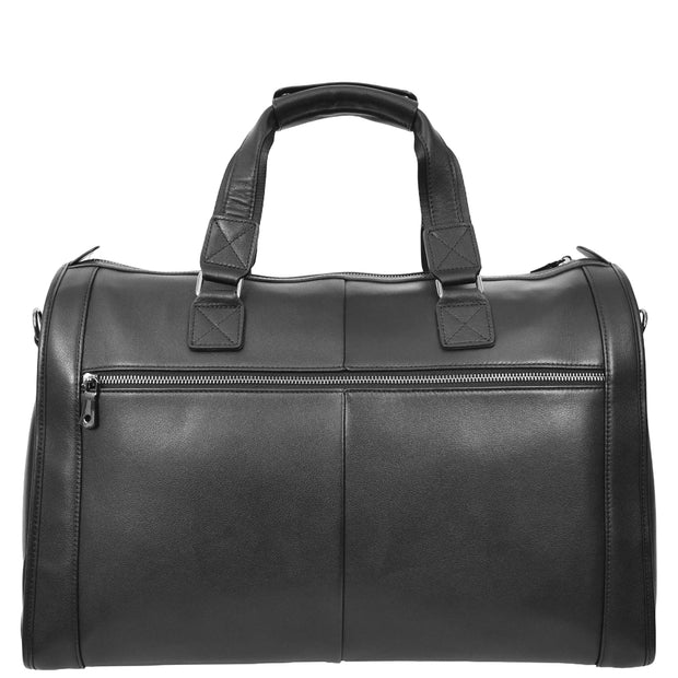 Full Leather Holdall Weekend Travel Duffel Bag for Men, Women AL07 Black-2