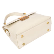 Womens Real Leather Handbag Small Evening Outgoing Fashion Tote Bag A776 Off White-6