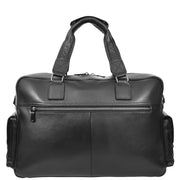 Real Leather Holdall Laptop Section Sports Weekend Travel Duffle Cabin Bag AL05 Black-2