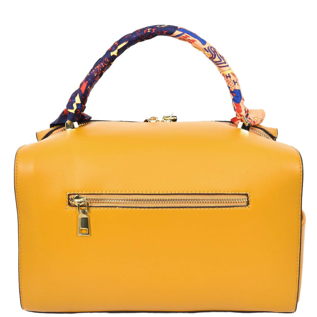 Women's Faux Leather Handbag Cross Body Casual Fashion Barrel Bag A890 Yellow-2