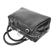 Women Real Leather Handbag Small Casual Outgoing Style Grab Handles A393 Black-7