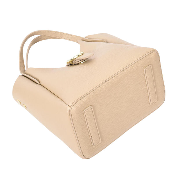 Womens Leather-Look Handbag Casual Basket Shape Small Fashion Tote Bag AH181 Beige-7