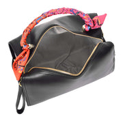 Women's Faux Leather Handbag Cross Body Casual Fashion Barrel Bag A890 Black-5