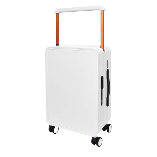 Cabin Size Suitcase 4 Wheels Hard Shell USB Port TSA Lock Travel Luggage Savant White-1