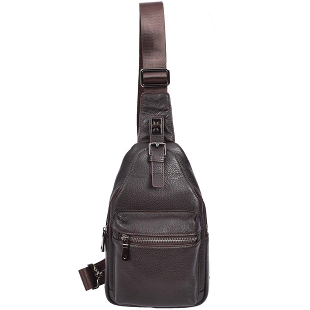 Trendy Leather Chest Pack For Men Casual Cross Body Travel Organiser Bag A095 Brown