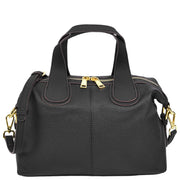 Womens Real Leather Handbag Medium Satchel Casual Outgoing Fashion Bag A556 Black