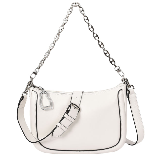 Women Real Leather Shoulder Bag Casual Multi Strap Hobo Handbag A928 White-1