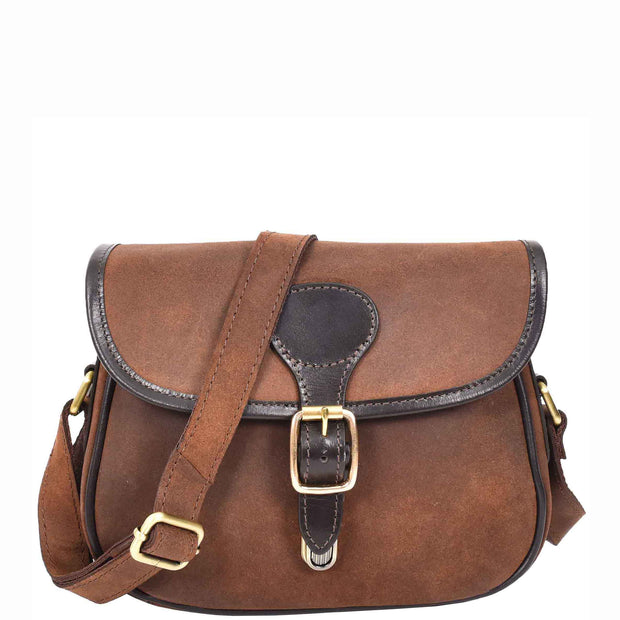 Womens Casual Leather Crossbody Bag Vintage Style Distressed Texture Alessia Brown-7