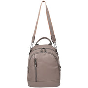 Womens Real Leather Backpack Multi-Zip Pockets Shoulder Bag Rucksack A665 Grey-4