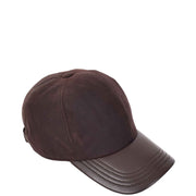 Waterproof Cotton Baseball Cap with Genuine Leather Peak and Adjustable Strap A19 Brown-3