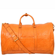 Genuine Veg Tan Leather Holdall Travel Duffle Weekender Bag Roam Orange