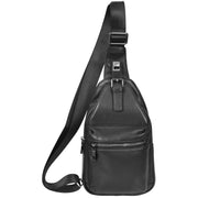 Trendy Leather Chest Pack For Men Casual Cross Body Travel Organiser Bag A095 Black-6