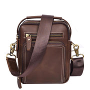 Mens Leather Messenger Bag Travel Crossbody Satchel Side Bag AD601 Brown Hunter-1