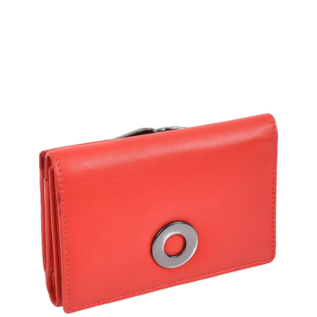 Womens Leather Purse Trifold Metal Clasp Cash Coins Cards Wallet A209 Red 2