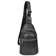 Mens Leather Front Chest Pack Travel Pouch Organiser Crossbody Bag A704 Black-4