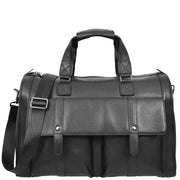 Full Leather Holdall Weekend Travel Duffel Bag for Men, Women AL07 Black-11