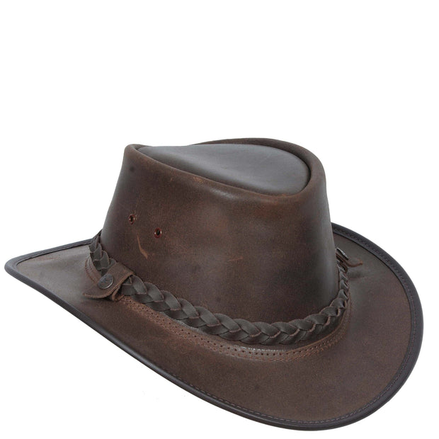 Real Leather Handmade Stylish Cowboy Australian Bush Hat Brown-1