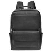 Genuine Leather Backpack Laptop Bag Casual Organiser Work Travel Rucksack AH18 Black-4