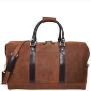 Vintage Brown Leather Holdall Distressed Texture Duffle Weekend Travel Bag Atlas-8