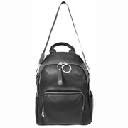 Women's Genuine Leather Backpack Multiple Pockets Casual Fashion Rucksack A618 Black-5