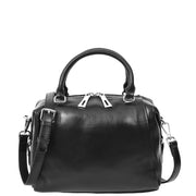 Women Real Leather Handbag Small Casual Outgoing Style Grab Handles A393 Black-10