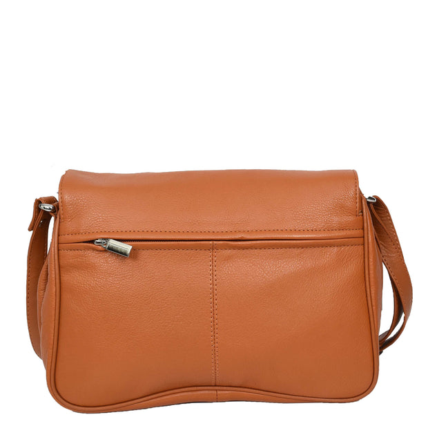 Womens Cognac Leather Shoulder Messenger Handbag Ada-2