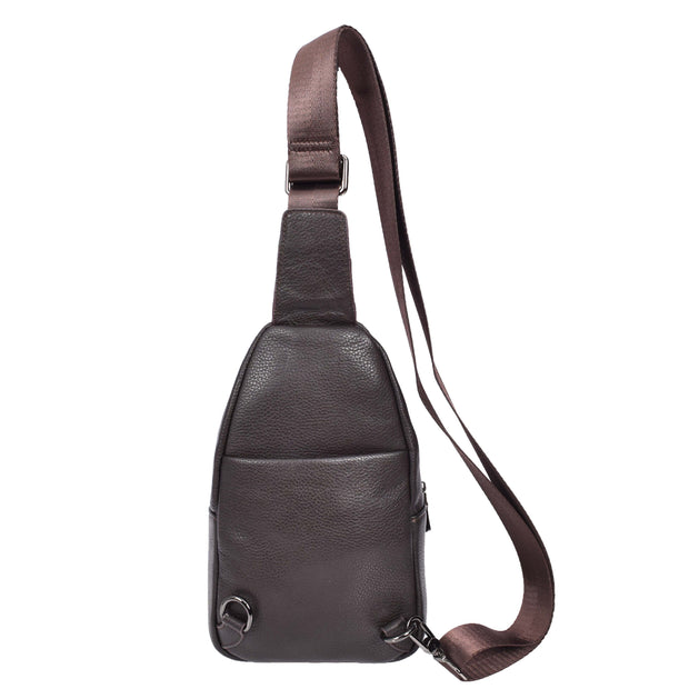 Trendy Leather Chest Pack For Men Casual Cross Body Travel Organiser Bag A095 Brown