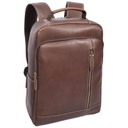 Real Leather Backpack Laptop USB Port Multiple Pockets Rucksack A176 Brown Hunter-1