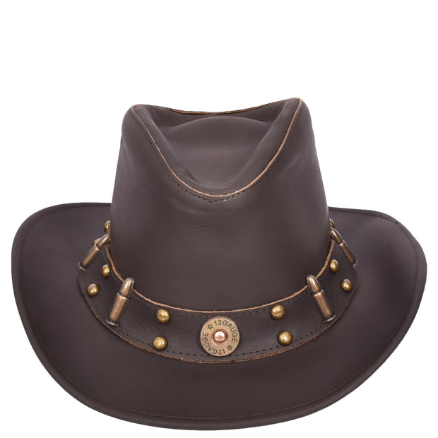 Real Leather Cowboy Hat Western Australian Bush Hat Bullet Style Denver Brown-4