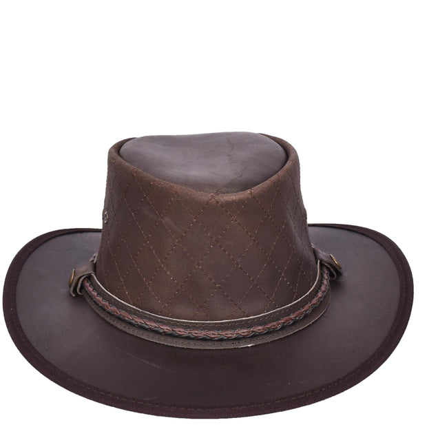 Genuine Leather Australian Bush Hat Removable Chin Strap Cowboy Style Nashville Brown-3