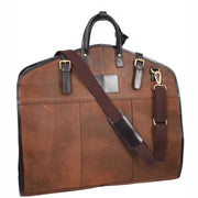 Leather Suit Carrier Vintage Brown Suiter Garment Cover Travel Bag Fortune-1