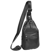 Trendy Leather Chest Pack For Men Casual Cross Body Travel Organiser Bag A095 Black-1