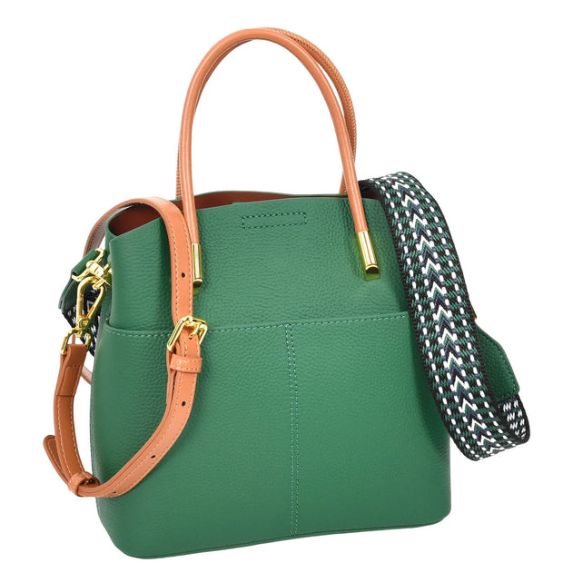 Womens Exquisite Leather Small Tote Smart Casual Fashion Crossbody Bag Allure Green-1