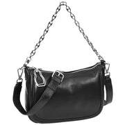 Women Real Leather Shoulder Bag Casual Multi Strap Hobo Handbag A928 Black-1