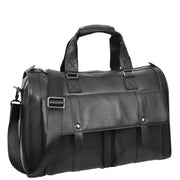 Full Leather Holdall Weekend Travel Duffel Bag for Men, Women AL07 Black-8