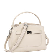 Womens Real Leather Top Handle Handbag Casual Outgoing Small Tote Bag A181 Off White-9