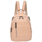 Womens Real Leather Backpack Multi-Zip Pockets Shoulder Bag Rucksack A665 Rose-1