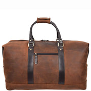 Vintage Brown Leather Holdall Distressed Texture Duffle Weekend Travel Bag Atlas-2