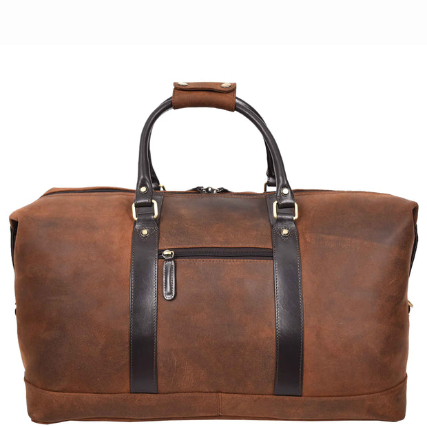 Vintage Brown Leather Holdall Distressed Texture Duffle Weekend Travel Bag Atlas-2