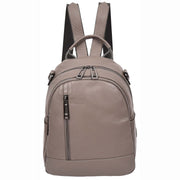 Womens Real Leather Backpack Multi-Zip Pockets Shoulder Bag Rucksack A665 Grey-1