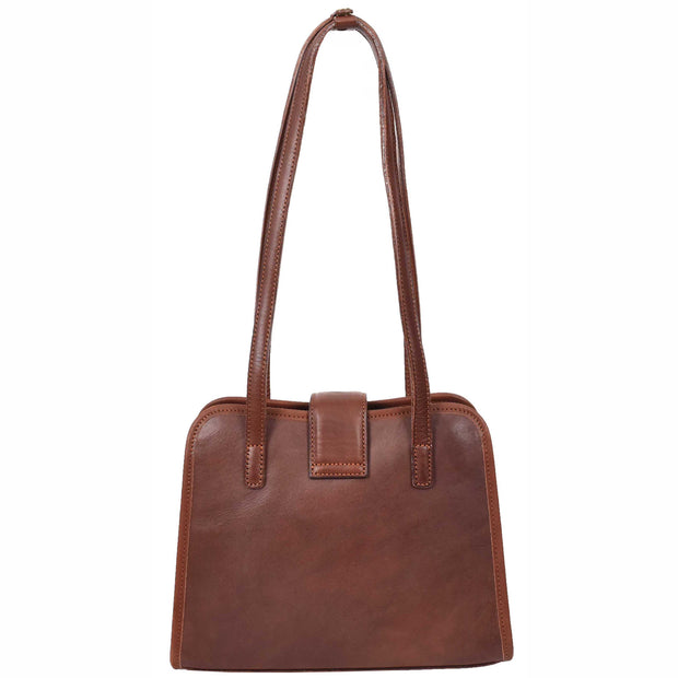 Genuine Brown Leather Shoulder Bag for Women Trendy Tote Handbag Fiona