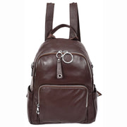 Women's Genuine Leather Backpack Multiple Pockets Casual Fashion Rucksack A618 Brown-2