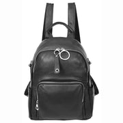 Women's Genuine Leather Backpack Multiple Pockets Casual Fashion Rucksack A618 Black-9