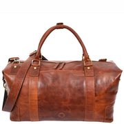 Genuine Leather Overnight Weekend Duffle Bag Travel Holdall A500 Cognac 2